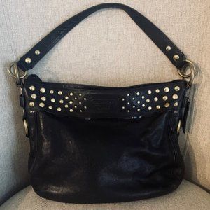 Coach Zoe Black & Gold Studded Handbag